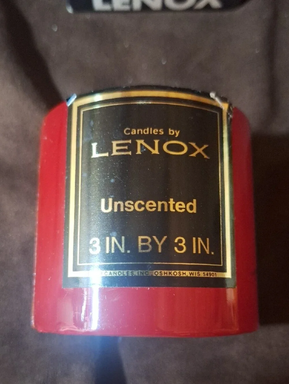 Vintage Lenox Red Votive Candle with Gold Label